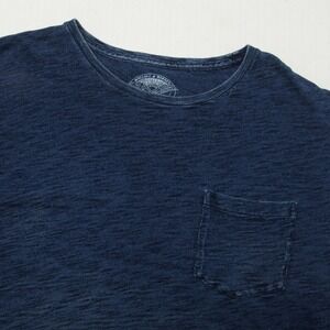 Wallace & Barnes Shirt Mens Large Blue Indigo Slub Pocket Crewneck Cotton Tee